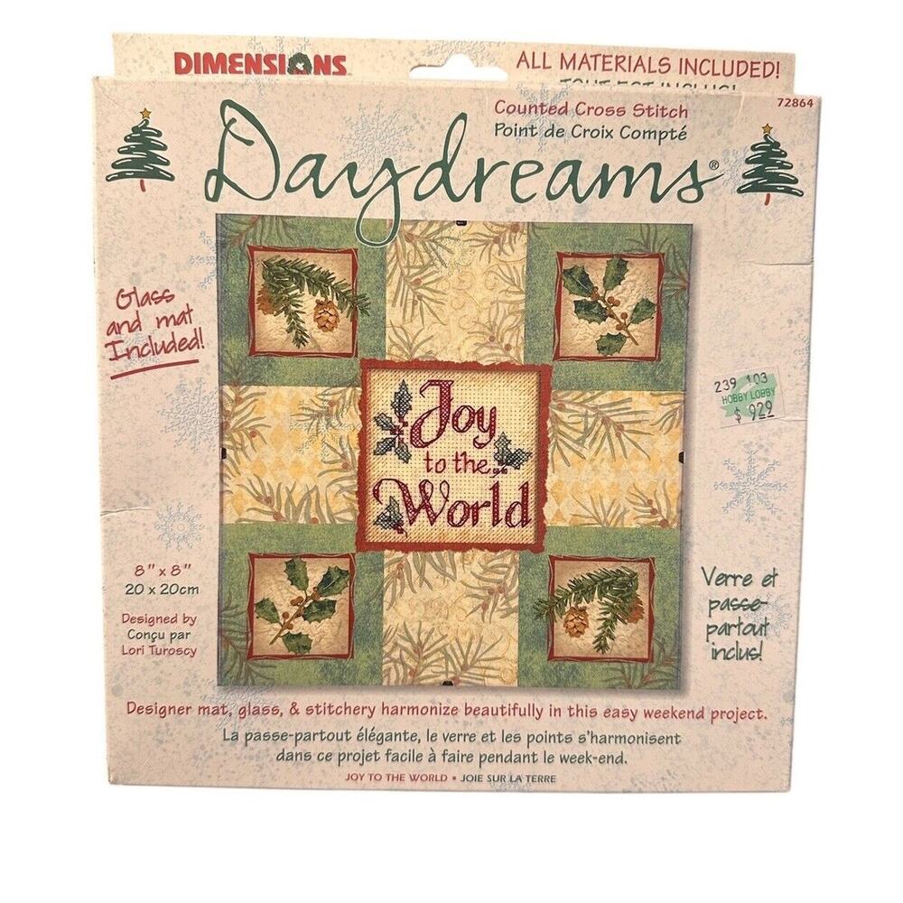 Vintage Dimensions Counted Cross Stitch Under Glass Joy To The Daydreams Kit NEW
